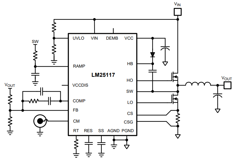 Texas Instruments Controlador tipo Buck síncrono LM25117 
