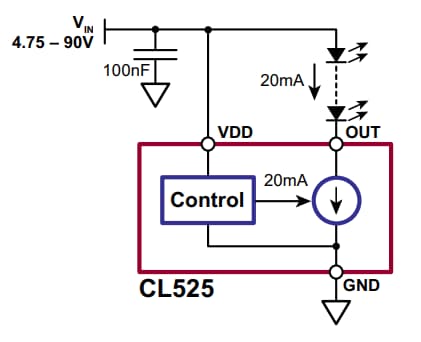 Microchip Technology Controladores LED de corriente constante lineal fija CL52x
