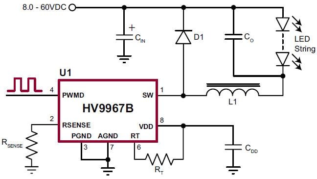 Microchip Technology Controladores LED integrados para control de corriente de modalidad media HV9967B 