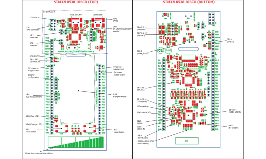 Dibujo mecánico - STMicroelectronics Equipo de descubrimiento STM32L0538