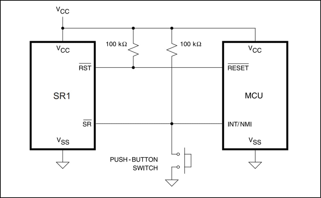 Diagrama de circuito de aplicación - STMicroelectronics CI de conmutadores SR1