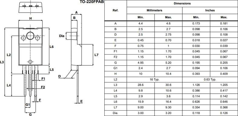 Dibujo mecánico - STMicroelectronics Triacs de nivel lógico serie T