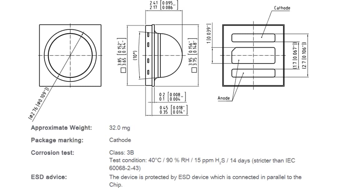 Dibujo mecánico - ams OSRAM LED Black OSLON 