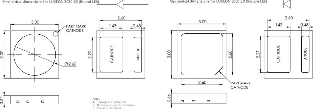 Dibujo mecánico - Lumileds LED 2D LUXEON 3030