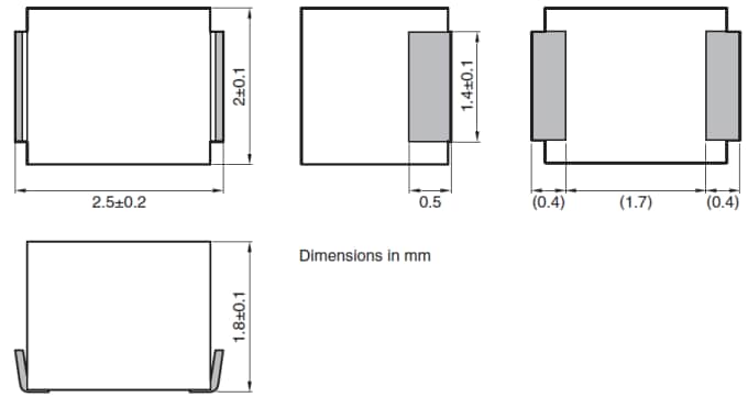 Dibujo mecánico - TDK Inductores cerámicos multicapa MHQ1005P 