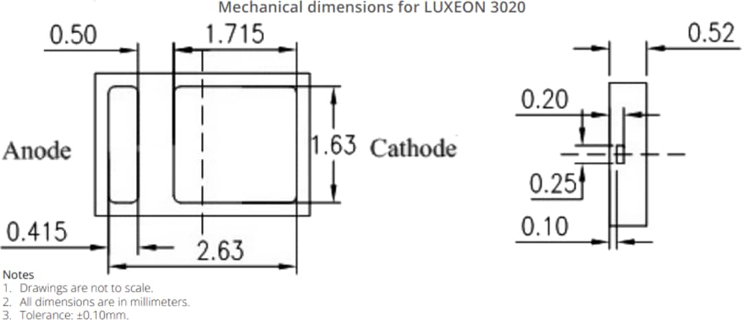 Dibujo mecánico - Lumileds LED LUXEON 3020