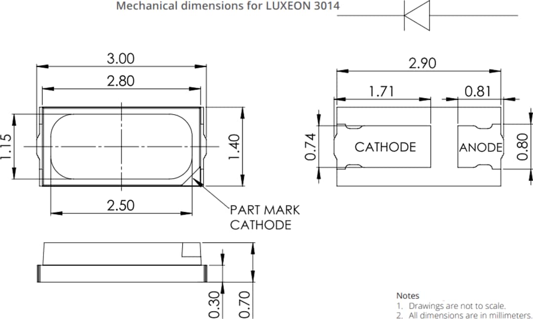 Dibujo mecánico - Lumileds LED LUXEON 3014