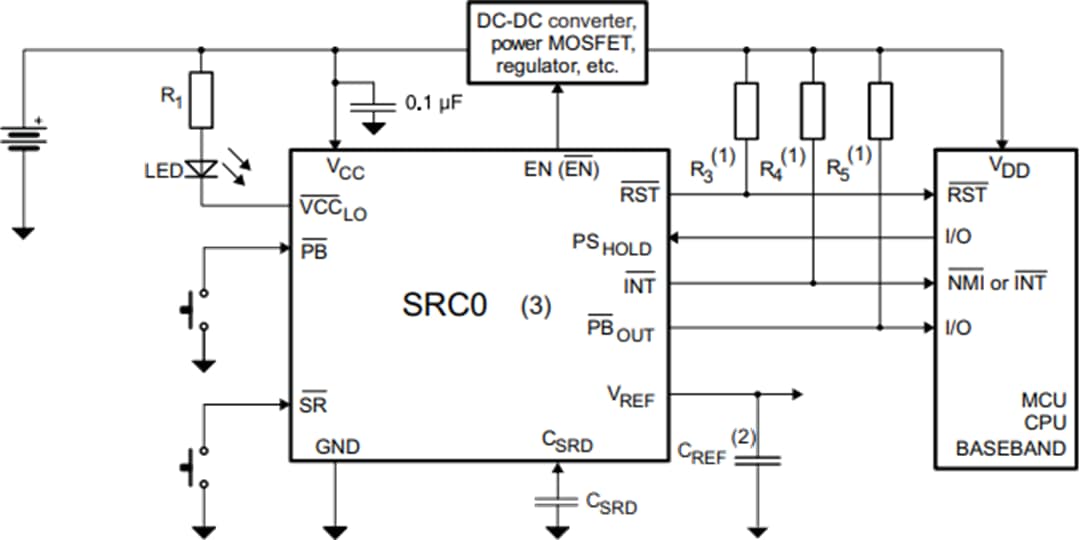 Diagrama de circuito de aplicación - STMicroelectronics CI de conmutadores SRC0