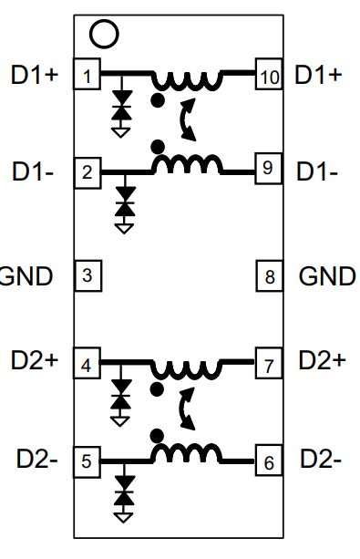 STMicroelectronics Filtro de modo común ECMF04-4HSWM10 