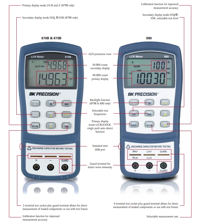 B&K Precision 880 LCR Dual-Display Handheld Meter