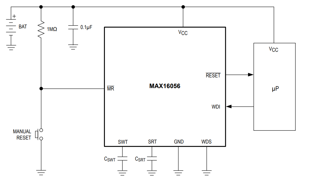 Application Circuit Diagram - Analog Devices / Maxim Integrated MAX16056-MAX16059 Nanopower Supervisory Circuits
