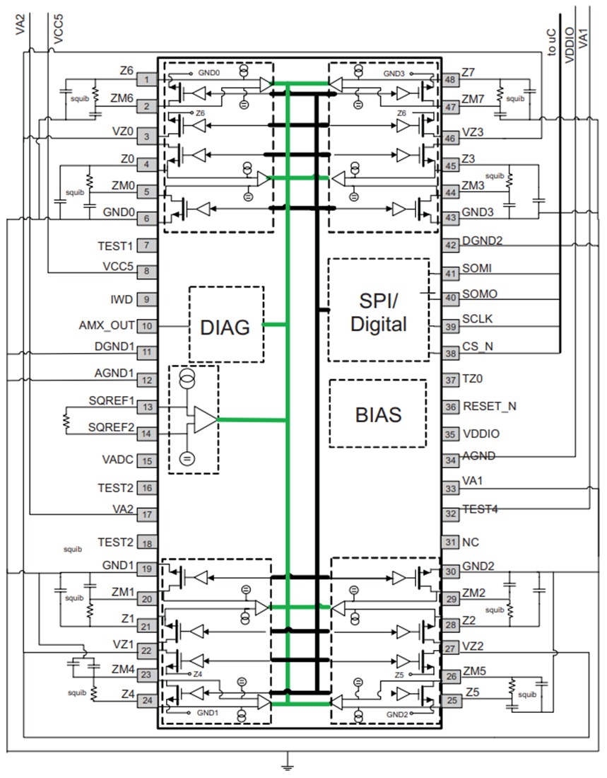 Block Diagram - Texas Instruments TPIC71008 Eight Channel Squib Driver