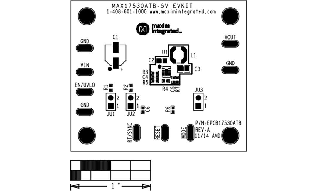 Mechanical Drawing - Analog Devices / Maxim Integrated MAX17530 Evaluation Kit