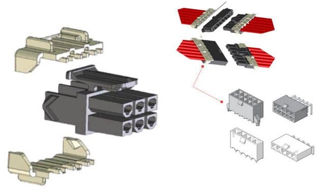 Dibujo mecánico - Molex Juegos de conectores y cables de alimentación Mini-Fit TPA2