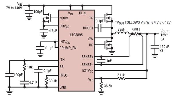 Application Circuit Diagram - Analog Devices Inc. LTC389x Synchronous DC/DC Controllers
