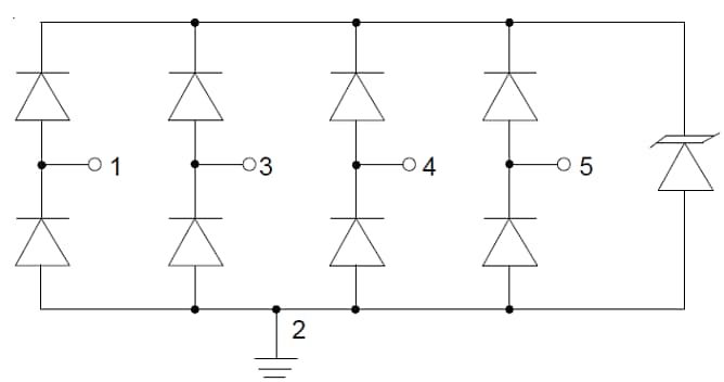 Block Diagram - Littelfuse SP3422 Four Lines Low Cap TVS Diode Arrays
