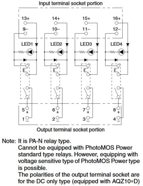 Schematic - Panasonic Industrial Devices RT-3 Unit Relay 4-Point Terminals