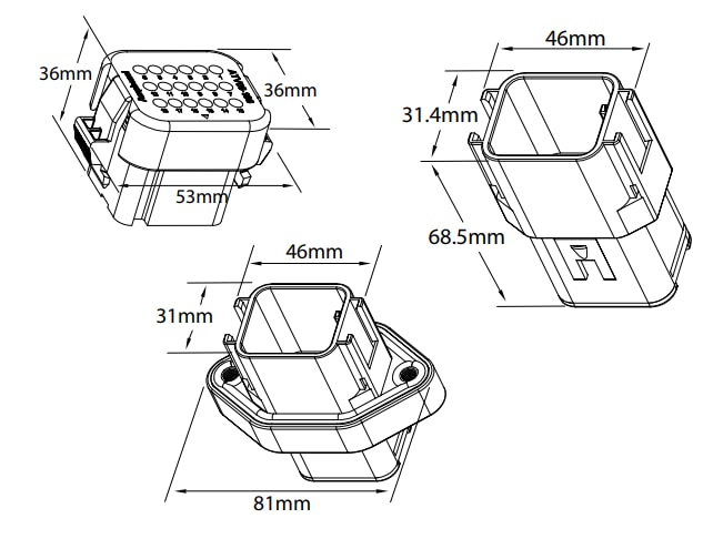 Mechanical Drawing - Amphenol Sine Systems ATV Series™ Heavy Duty Connectors