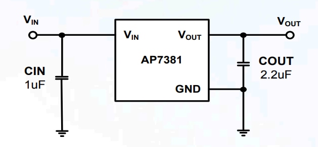 Application Circuit Diagram - Diodes Incorporated AP7381 Positive Voltage Regulator ICs