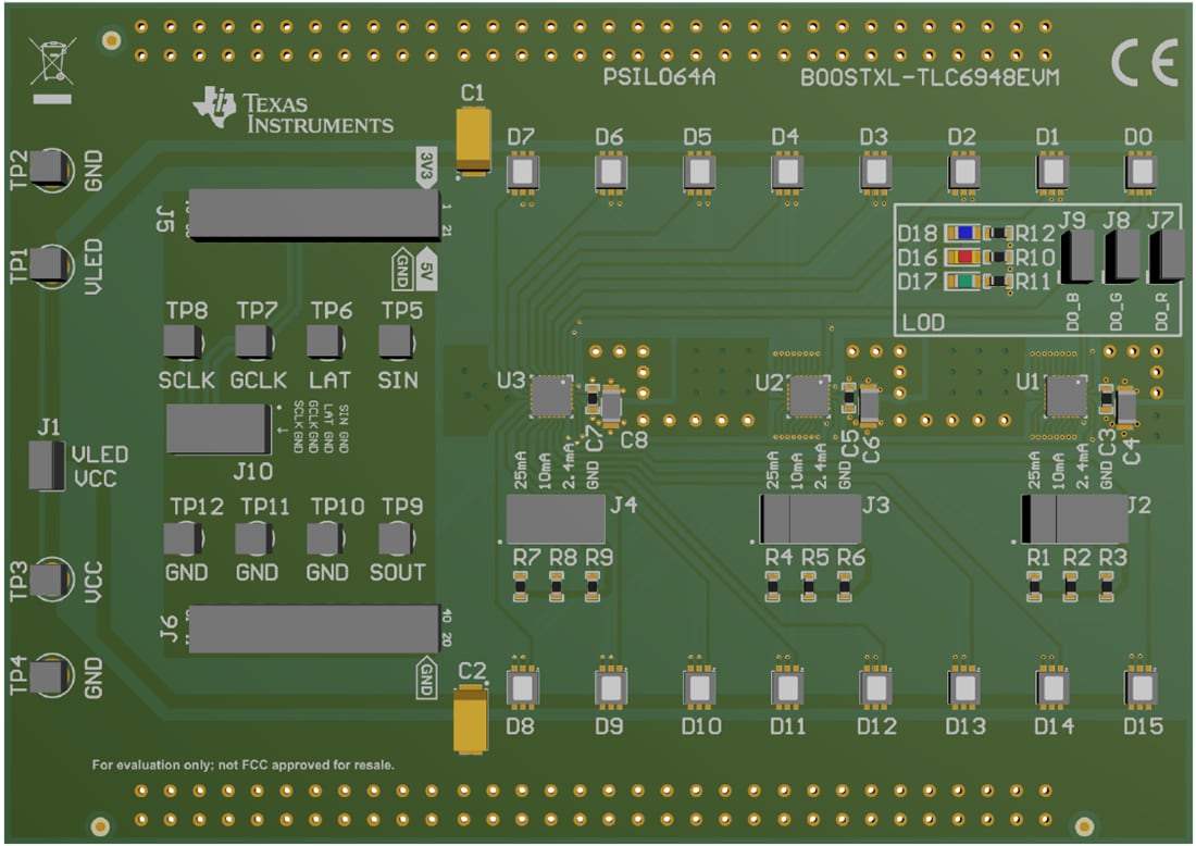 Mechanical Drawing - Texas Instruments BOOSTXL-TLC6948EVM Driver Evaluation Module
