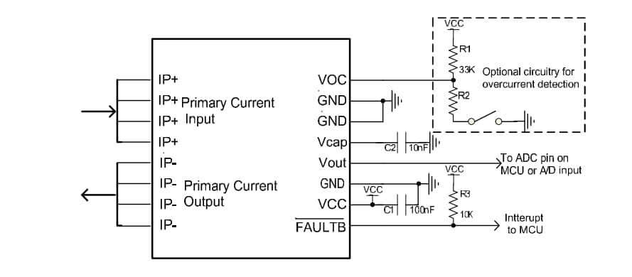 Application Circuit Diagram - ACEINNA MCR1101 Current Sensor ICs