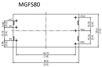 Mechanical Drawing - Cosel MGFS40/MGFW80 Isolated DC-DC Converters
