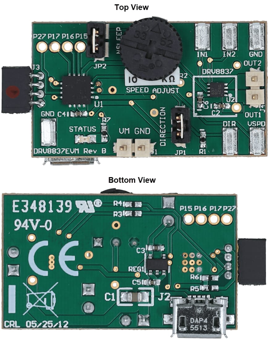 Mechanical Drawing - Texas Instruments DRV8837EVM Evaluation Module
