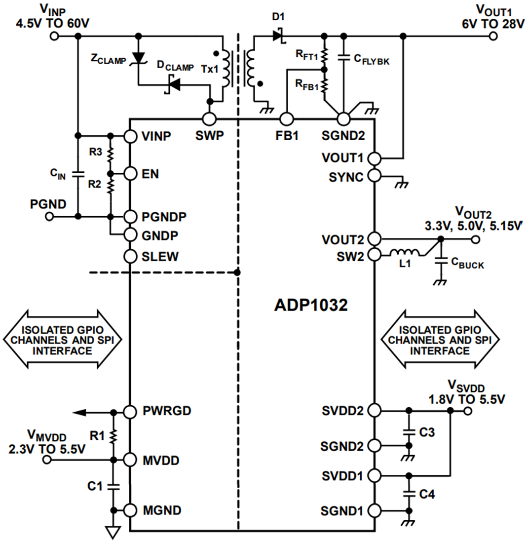 Application Circuit Diagram - Analog Devices Inc. ADP1032 Micropower Management Units (PMUs)