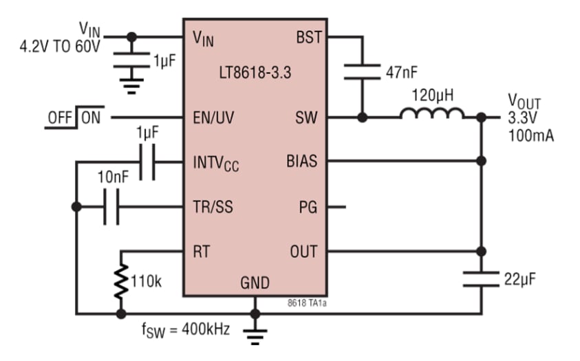 Application Circuit Diagram - Analog Devices Inc. LT8618 & LT8618-3.3 Step-Down Switching Regulators