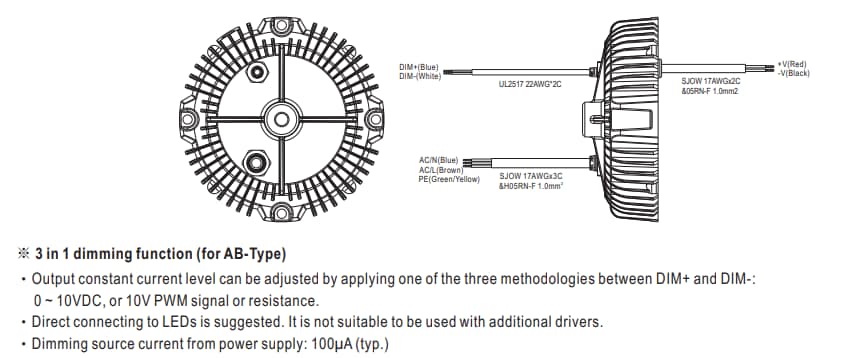 Chart - MEAN WELL XBG-240 240W Constant-Power Mode LED Drivers
