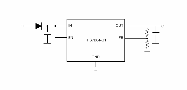 Application Circuit Diagram - Texas Instruments TPS7B84-Q1 Low-Dropout Regulators