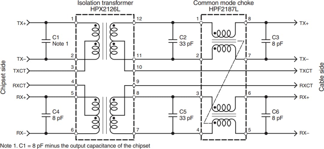 Application Circuit Diagram - Coilcraft High Power PoE Signal Path Magnetics