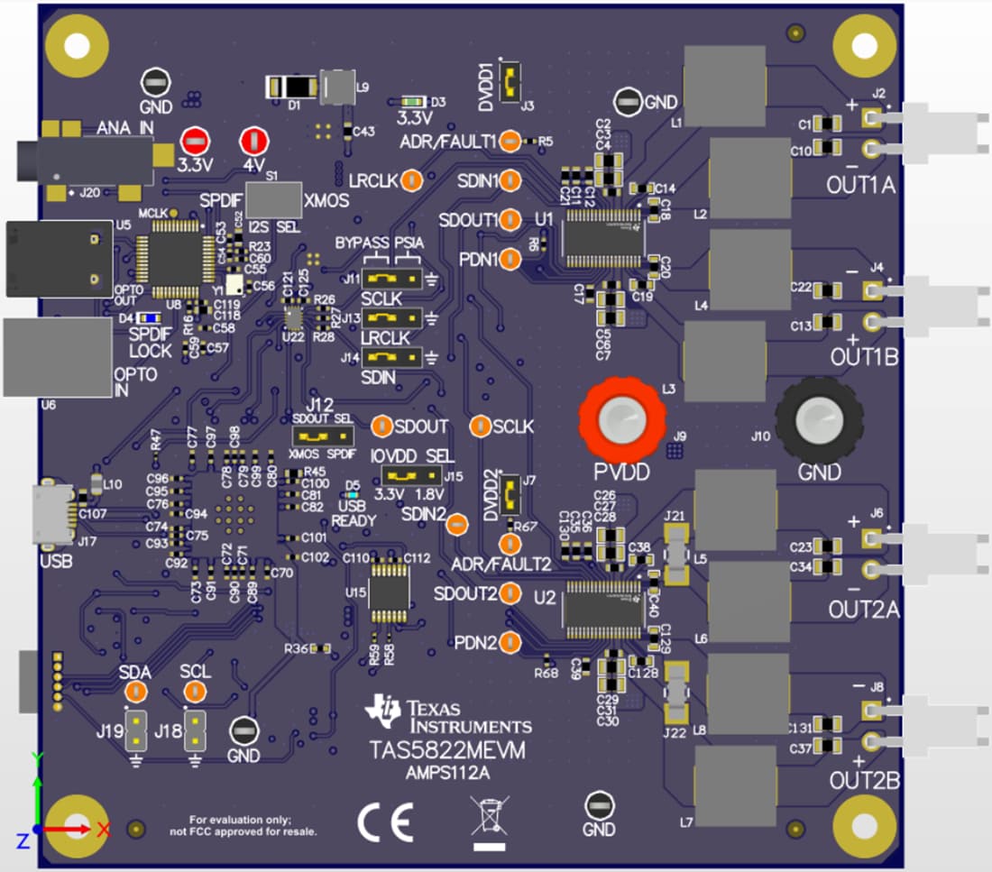 Mechanical Drawing - Texas Instruments TAS5822MEVM Amplifier Evaluation Module (EVM)