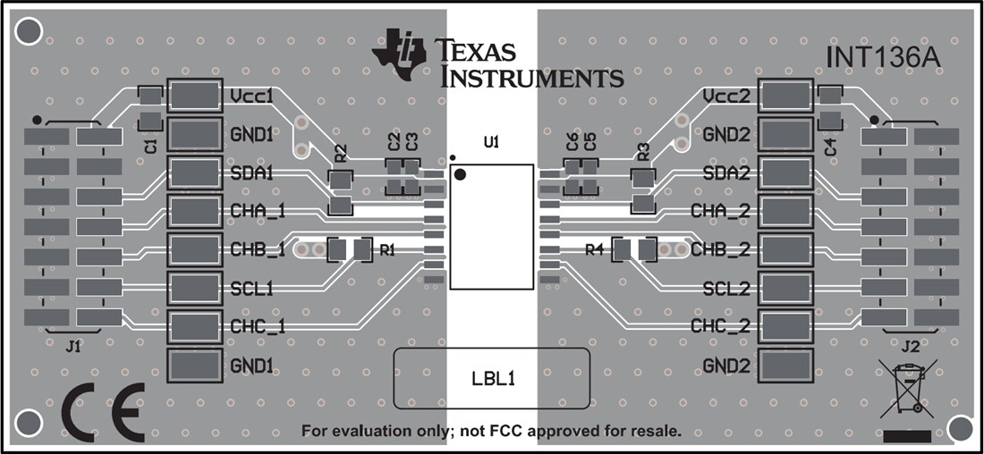 Mechanical Drawing - Texas Instruments ISO1644DWEVM Isolator Evaluation Module (EVM)