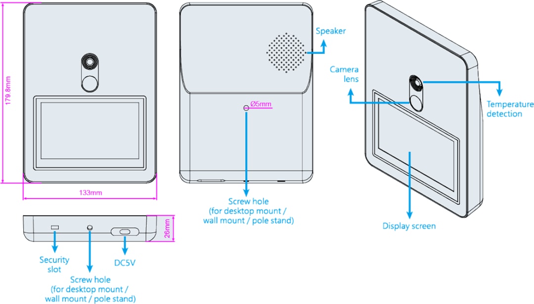 Mechanical Drawing - Kneron AVX2004 Temperature Screening Tablet