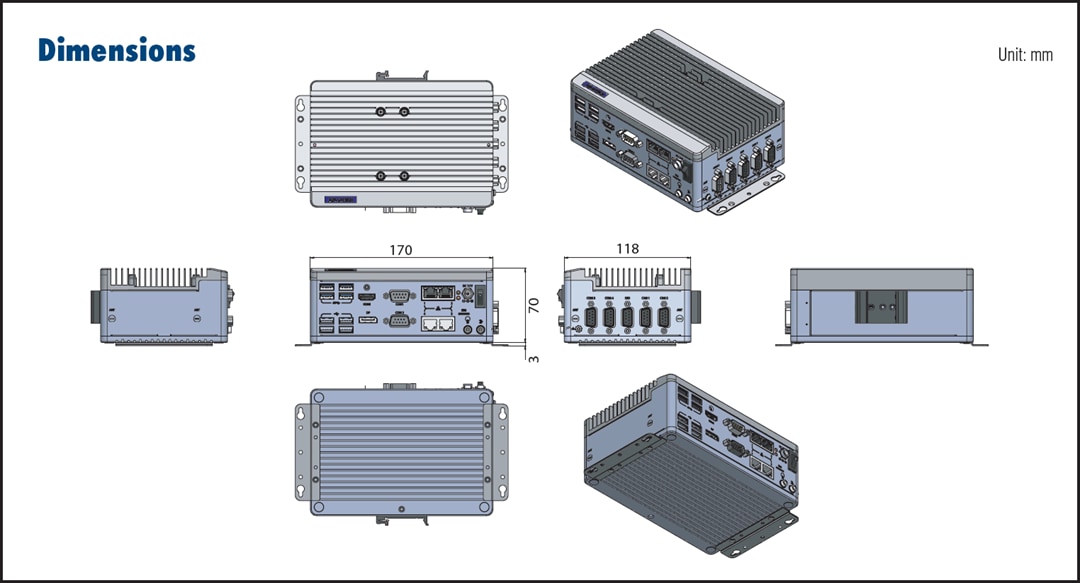 Mechanical Drawing - Advantech EPC-C301 Fanless Embedded PC