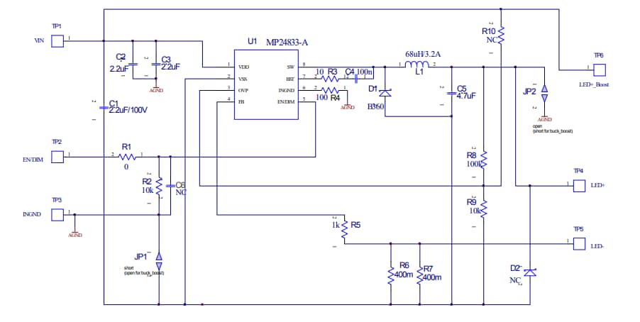 Schematic - Monolithic Power Systems (MPS) EV24833-A-N-00A Evaluation Board