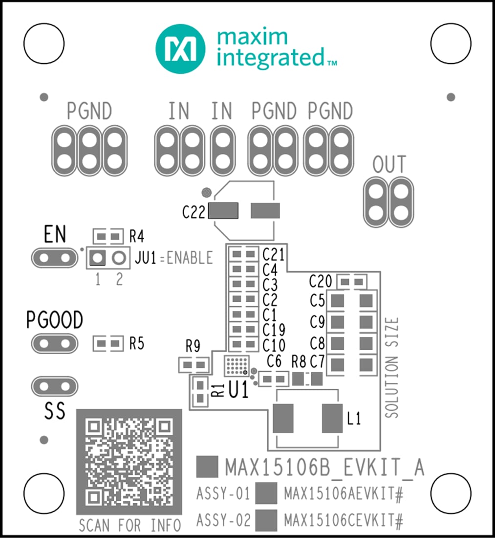 Mechanical Drawing - Analog Devices / Maxim Integrated MAX15106xEVKIT Regulator Evaluation Kits