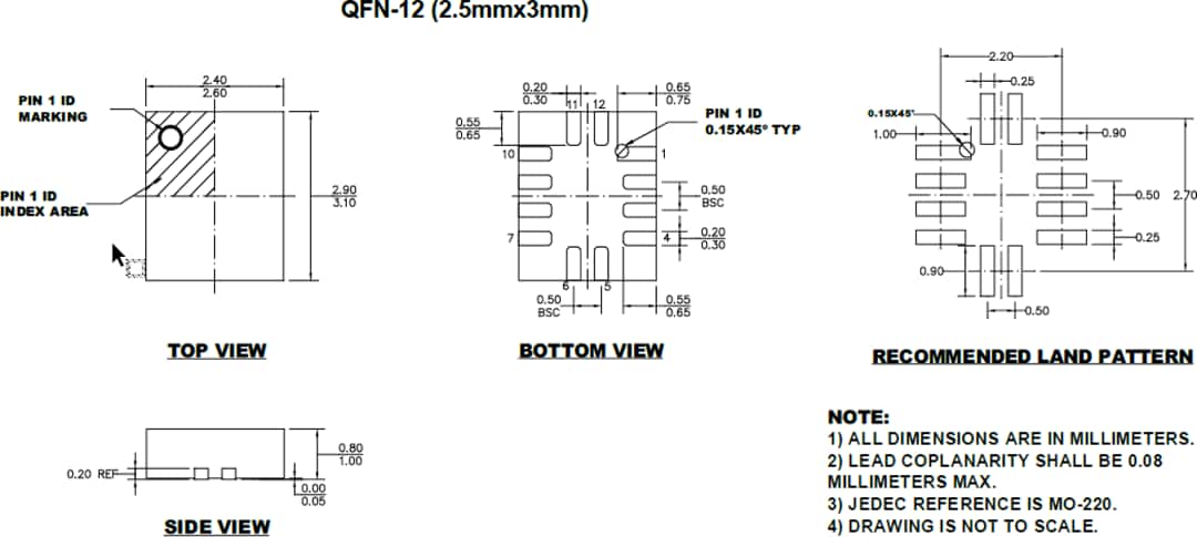 Mechanical Drawing - Monolithic Power Systems (MPS) MP2665A Single-Cell Li-Ion Charger
