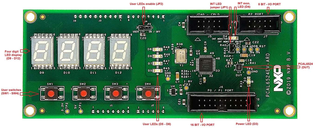 NXP Semiconductors PCAL6524EV 24-Bit GPIO Arduino Shield