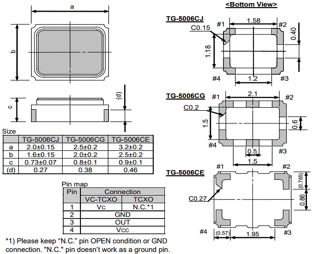 Epson Timing TG-5006CG Crystal Oscillators
