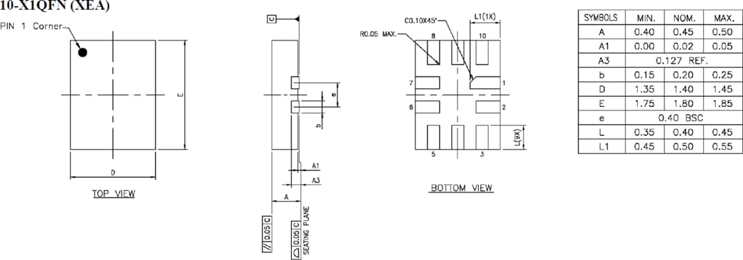 Mechanical Drawing - Diodes Incorporated PI4ULS3V4103 SIM Card Interface Level Shifter