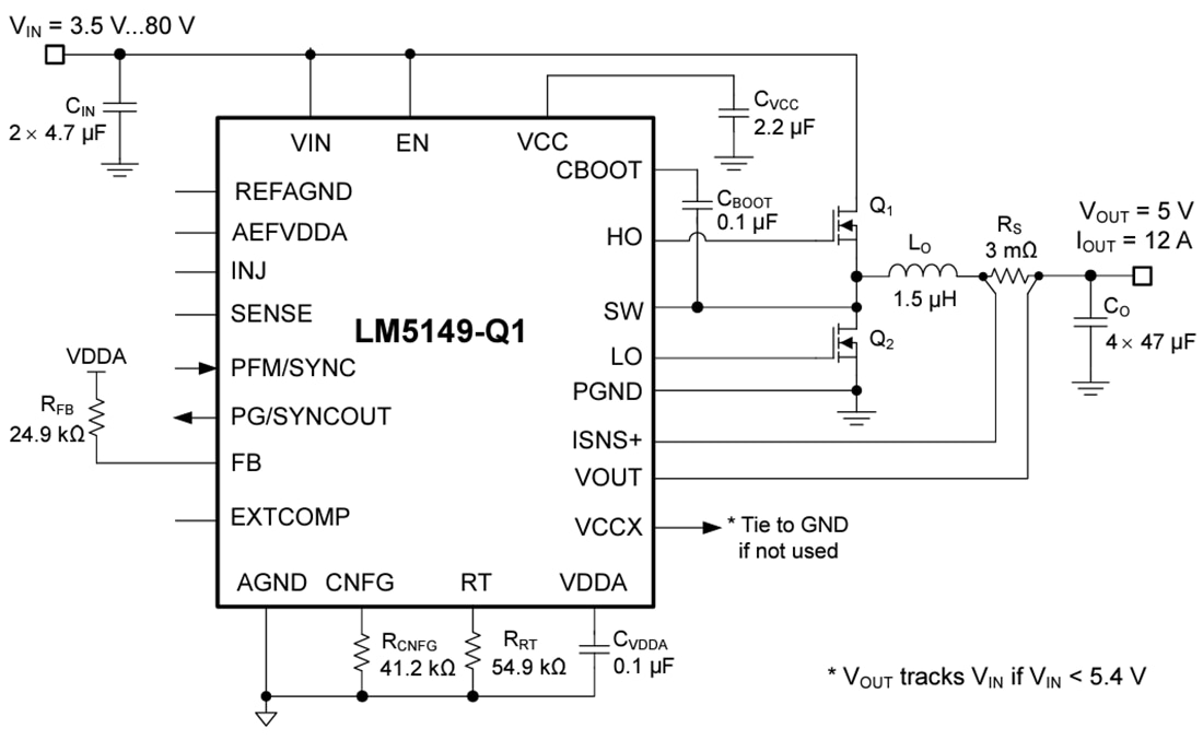 Schematic - Texas Instruments LM5149/LM5149-Q1  Buck DC-DC Controller