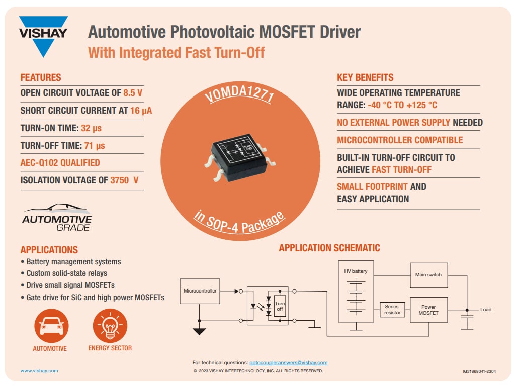Infographic - Vishay Semiconductors VOMDA1271 Automotive MOSFET Driver