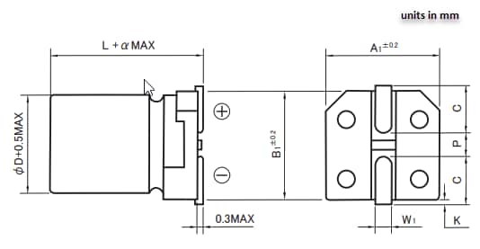 Mechanical Drawing - Rubycon TGV Aluminum Electrolytic Capacitors
