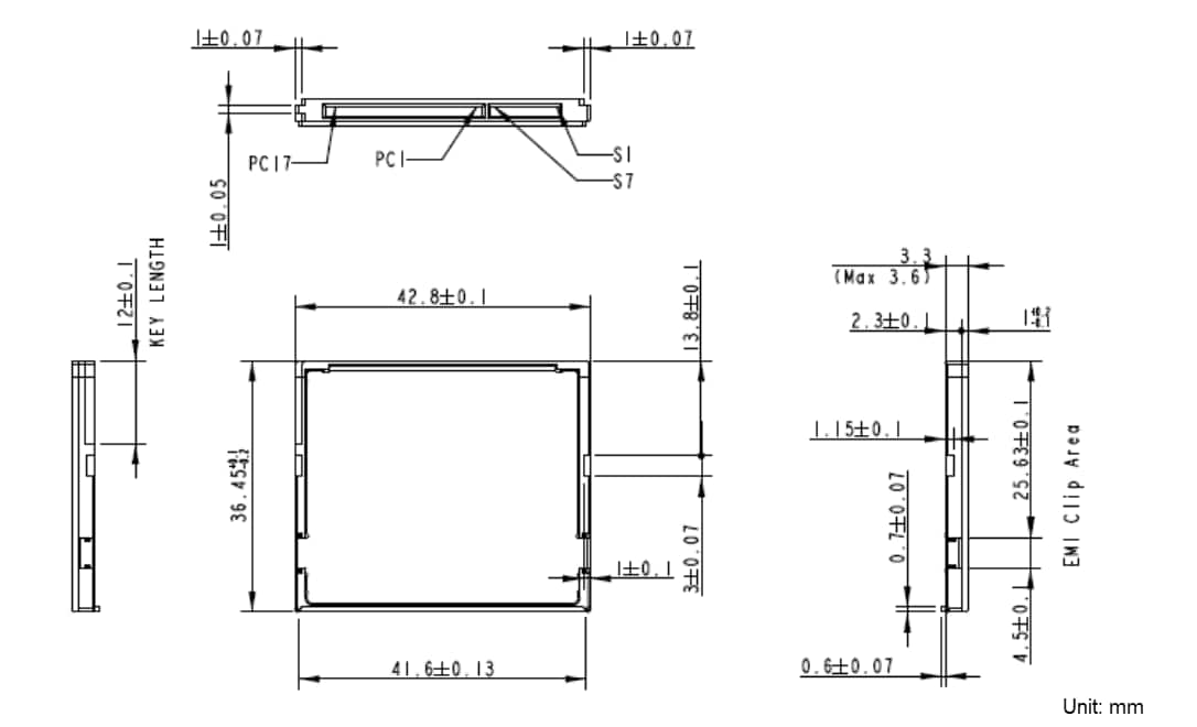 Mechanical Drawing - Apacer Technology Inc. SH250-CFast Flash Memory Cards