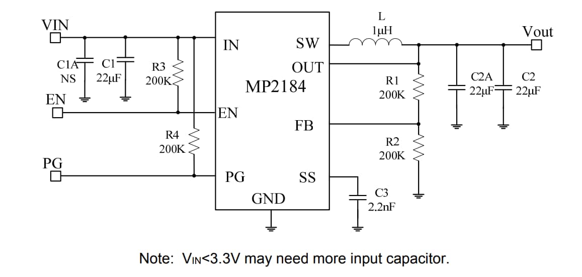 Schematic - Monolithic Power Systems (MPS) EV2184-TL-00A Evaluation Board