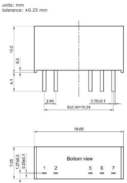 Mechanical Drawing - CUI Inc DSM2-S DC-DC Converters