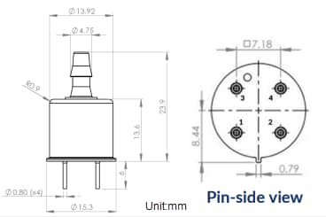 Mechanical Drawing - SST Sensing SO-E3-x Mini Oxygen Sensor Hose Connection Kits