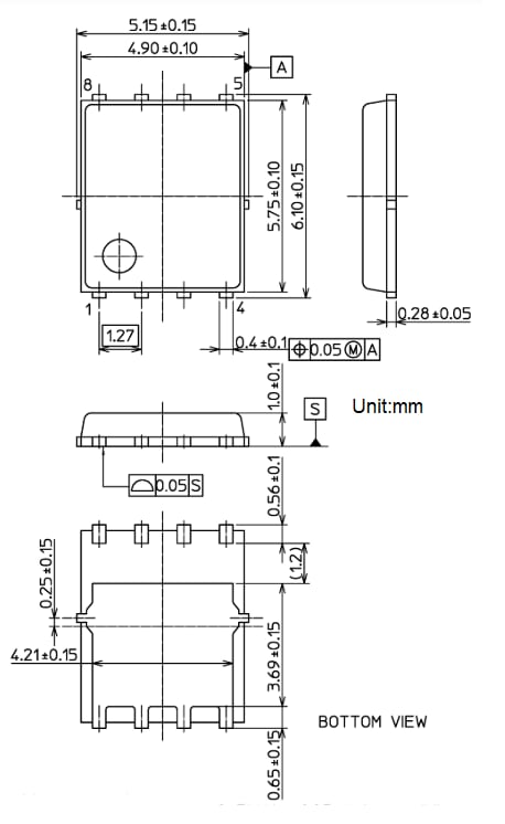Mechanical Drawing - Toshiba UMOS9-H Silicon N-channel MOSFETs